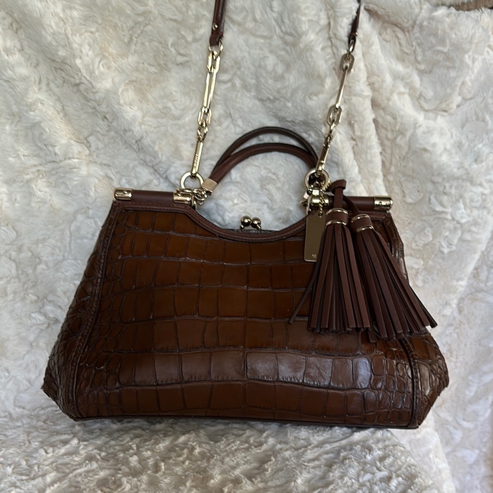 Coach Brown Crocodile Pattern Handbag